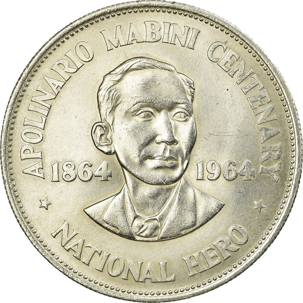 Coin, Philippines, Peso, 1964, AU(55-58), Silver, KM:194