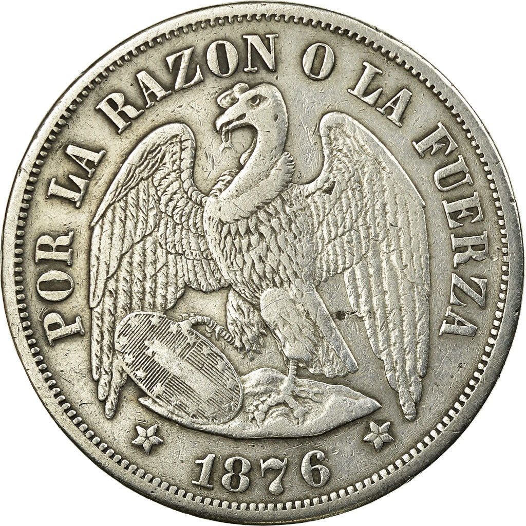 Coin, Chile, Peso, 1876, EF(40-45), Silver, KM:142.1