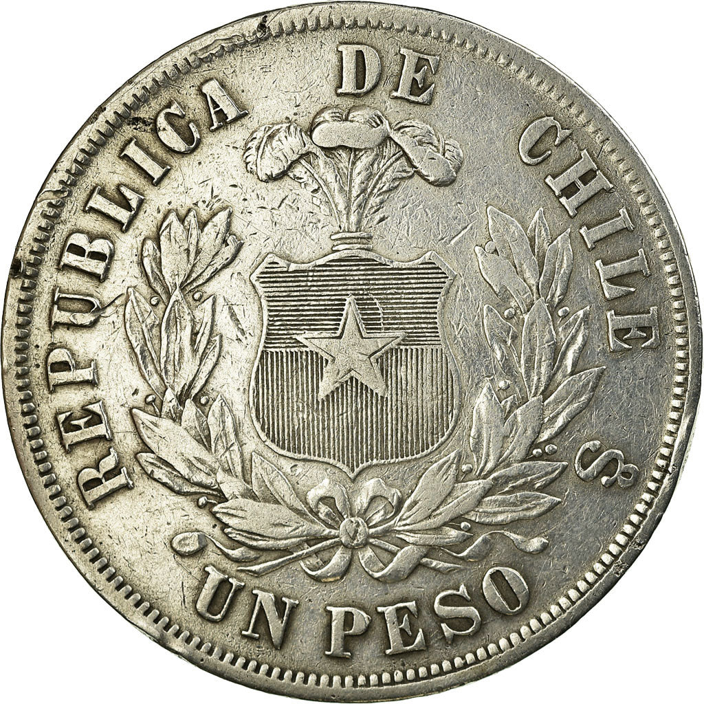 Coin, Chile, Peso, 1876, EF(40-45), Silver, KM:142.1