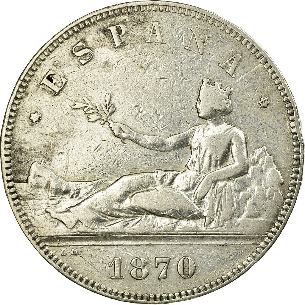 Coin, Spain, Provisional Government, 5 Pesetas, 1870, Madrid, VF(30-35),KM 655