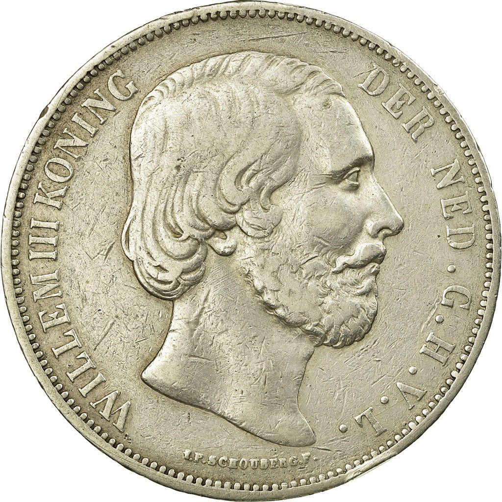 Coin, Netherlands, William III, 2-1/2 Gulden, 1874, VF(30-35), Silver, KM:82
