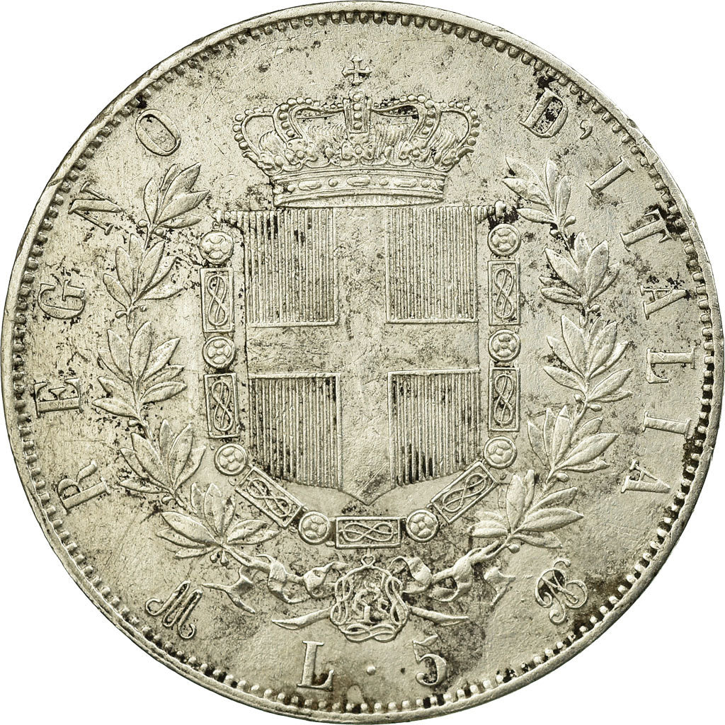 Coin, Italy, Vittorio Emanuele II, 5 Lire, 1871, Milan, AU(50-53), Silver, KM 8.