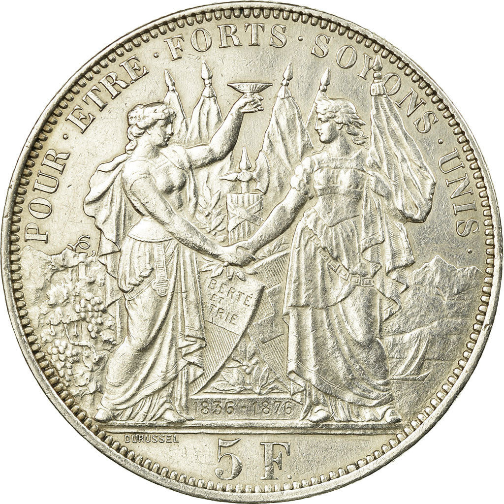 Coin, Switzerland, 5 Francs, 1876, AU(55-58), Silver, KM:S13