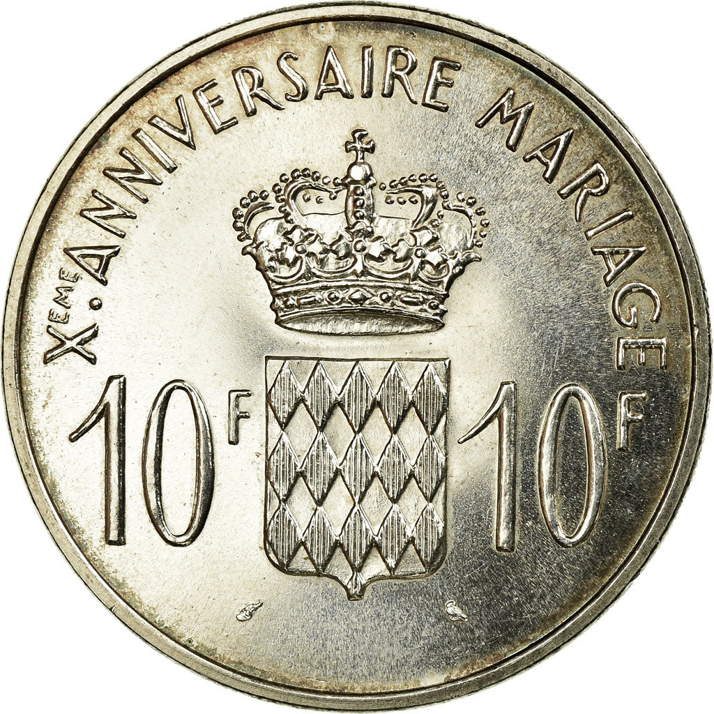 Coin, Monaco, 10 Francs, 1966, MS(60-62), Silver, KM:M1, Gadoury:MC 154