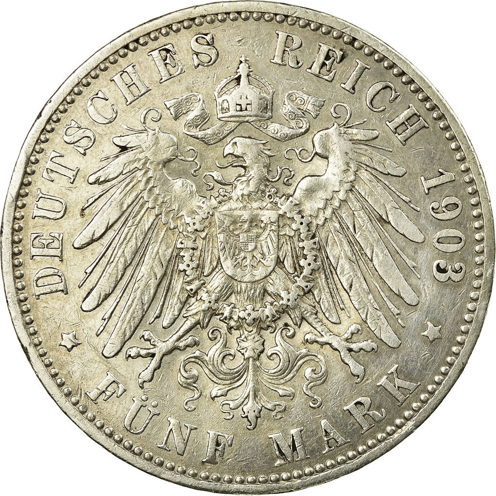 Coin, German States, PRUSSIA, Wilhelm II, 5 Mark, 1903, Berlin, EF(40-45),KM 523