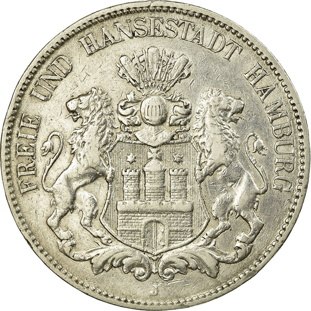Coin, German States, HAMBURG, 5 Mark, 1904, Hamburg, EF(40-45), Silver, KM:610