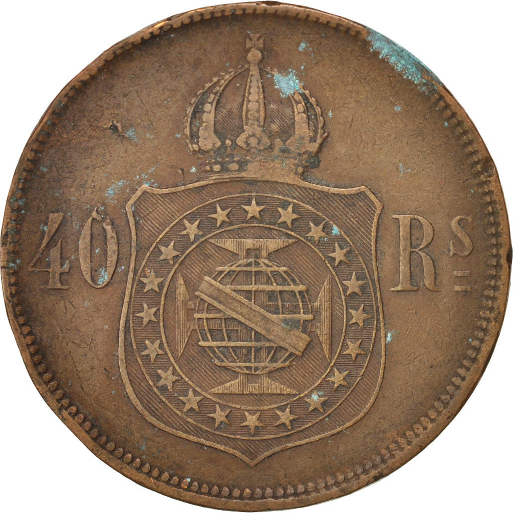 BRAZIL, 40 Reis, 1873, KM #479, VF(30-35), Bronze, 30.13, 11.80