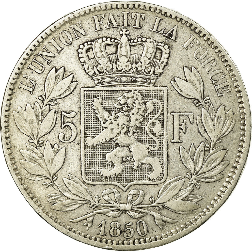 Coin, Belgium, Leopold I, 5 Francs, 5 Frank, 1850, EF(40-45), Silver, KM:17