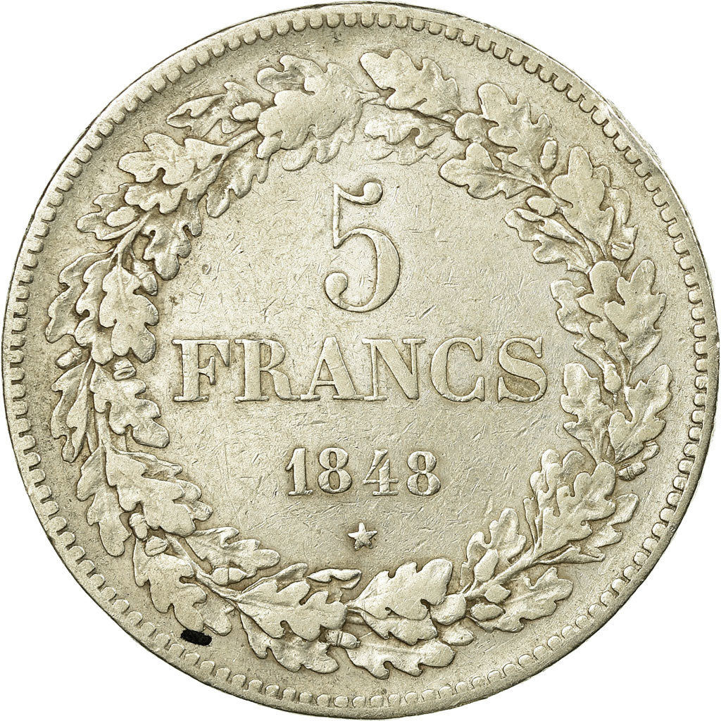 Coin, Belgium, Leopold I, 5 Francs, 5 Frank, 1848, VF(30-35), Silver, KM:3.2