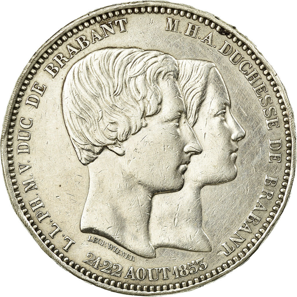 Coin, Belgium, Leopold I, 5 Francs, 1853, AU(50-53), Silver, KM:2.1