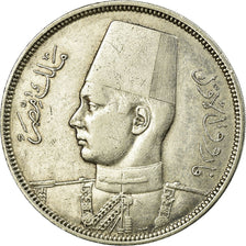 Coin, Egypt, Farouk, 10 Piastres,1937,British Royal Mint,AU(50-53),Silver,KM 367