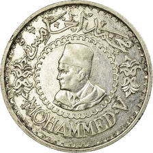 Coin, Morocco, Mohammed V, 500 Francs, 1956, Paris, AU(55-58), Silver, KM:54