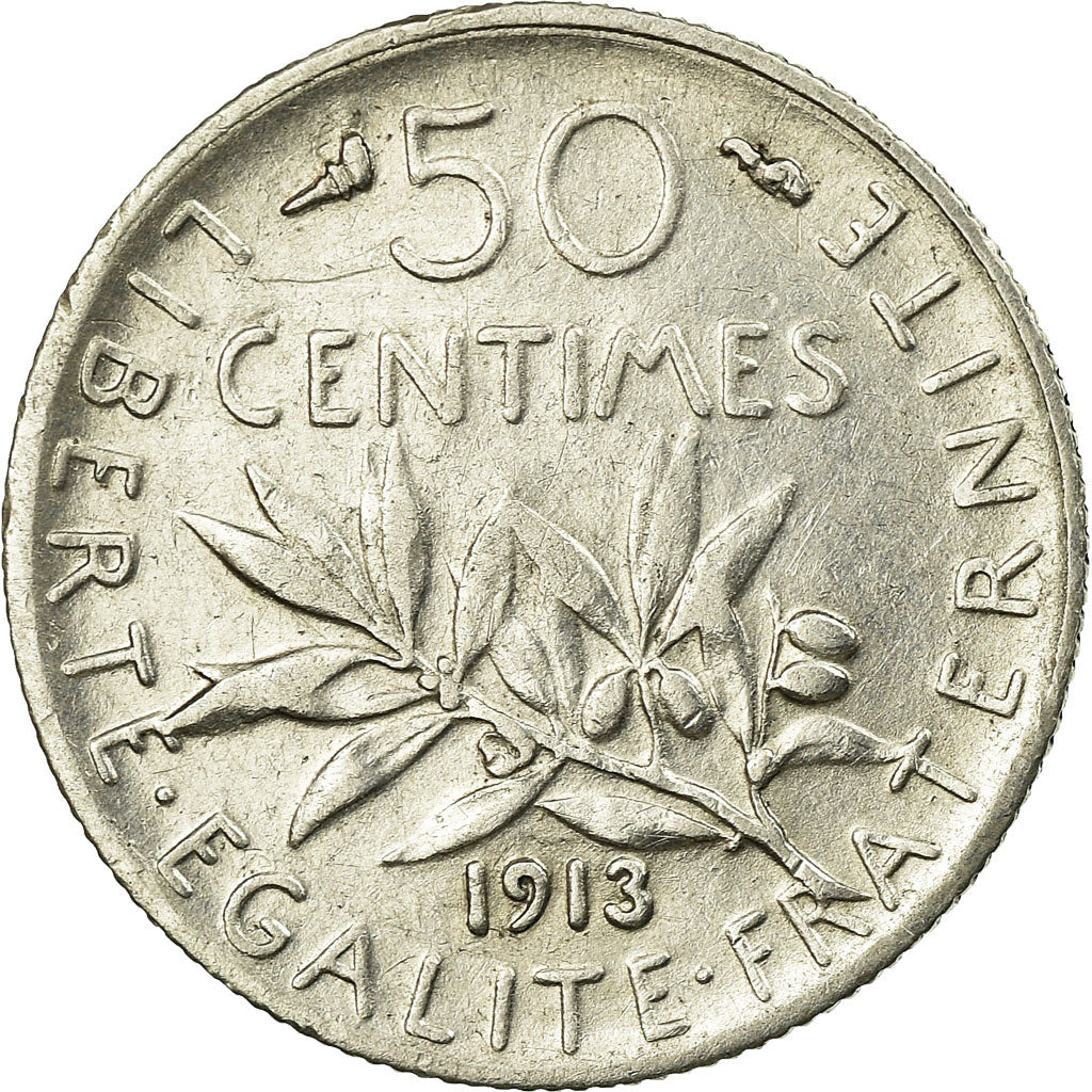 Coin, France, Semeuse, 50 Centimes, 1913, Paris, EF(40-45), Silver, KM:854