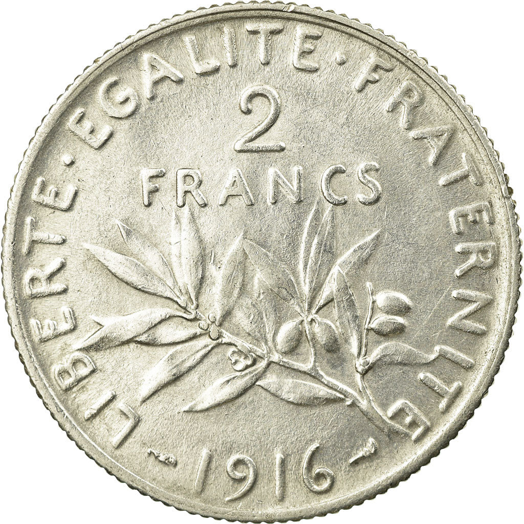 Coin, France, Semeuse, 2 Francs, 1916, Paris, AU(50-53), Silver, KM:845.1