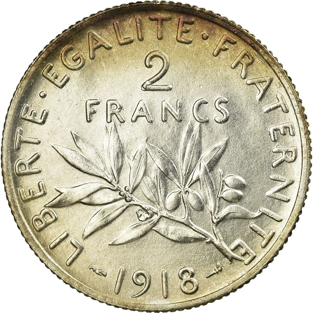 Coin, France, Semeuse, 2 Francs, 1918, Paris, AU(55-58), Silver, KM:845.1