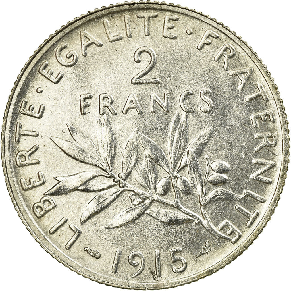 Coin, France, Semeuse, 2 Francs, 1915, Paris, AU(55-58), Silver, KM:845.1