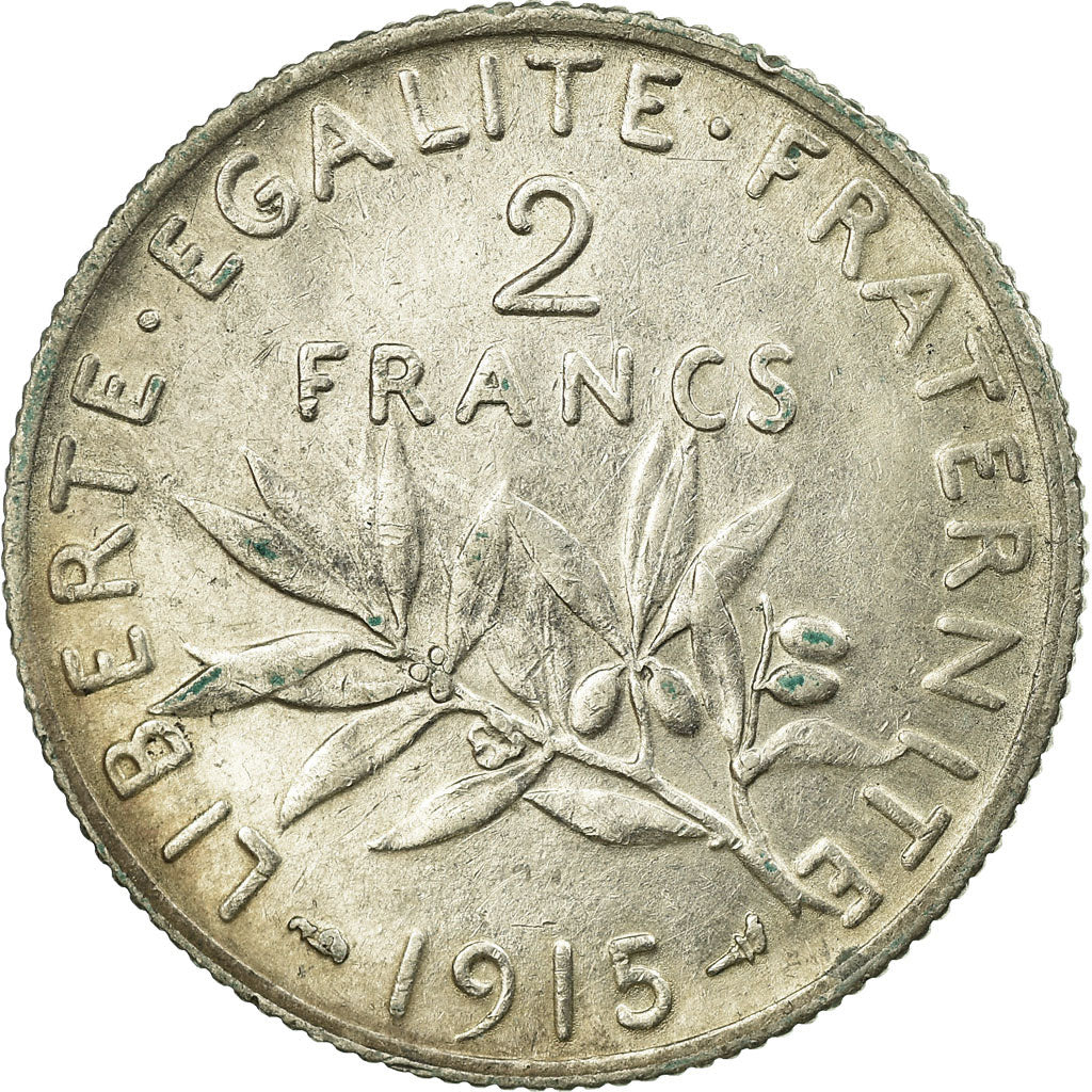Coin, France, Semeuse, 2 Francs, 1915, Paris, AU(55-58), Silver, KM:845.1