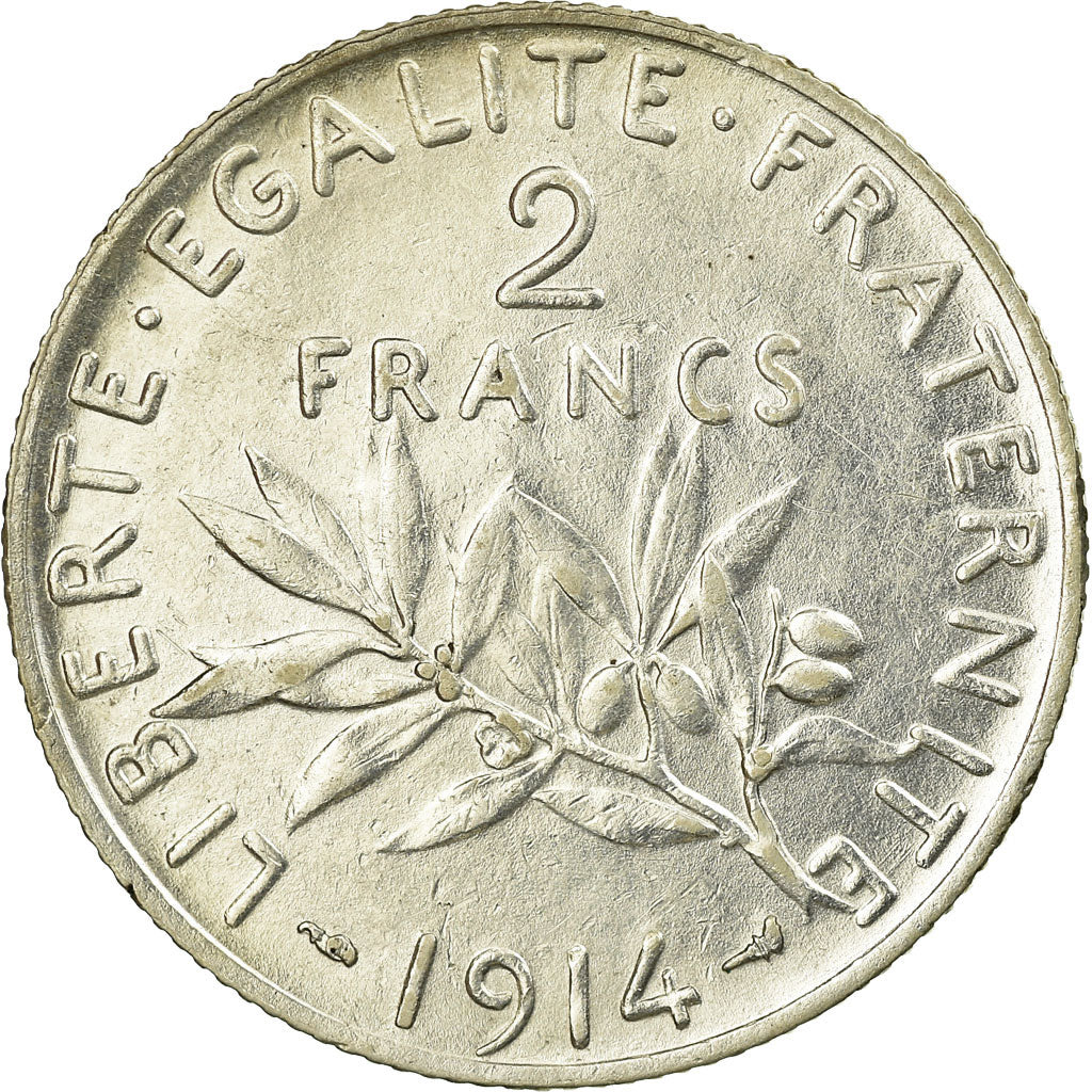 Coin, France, Semeuse, 2 Francs, 1914, Paris, AU(55-58), Silver, KM:845.1