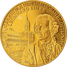 Russia, Medal, Leonhard Euler, 1991, MS(64), Copper-Nickel Gilt