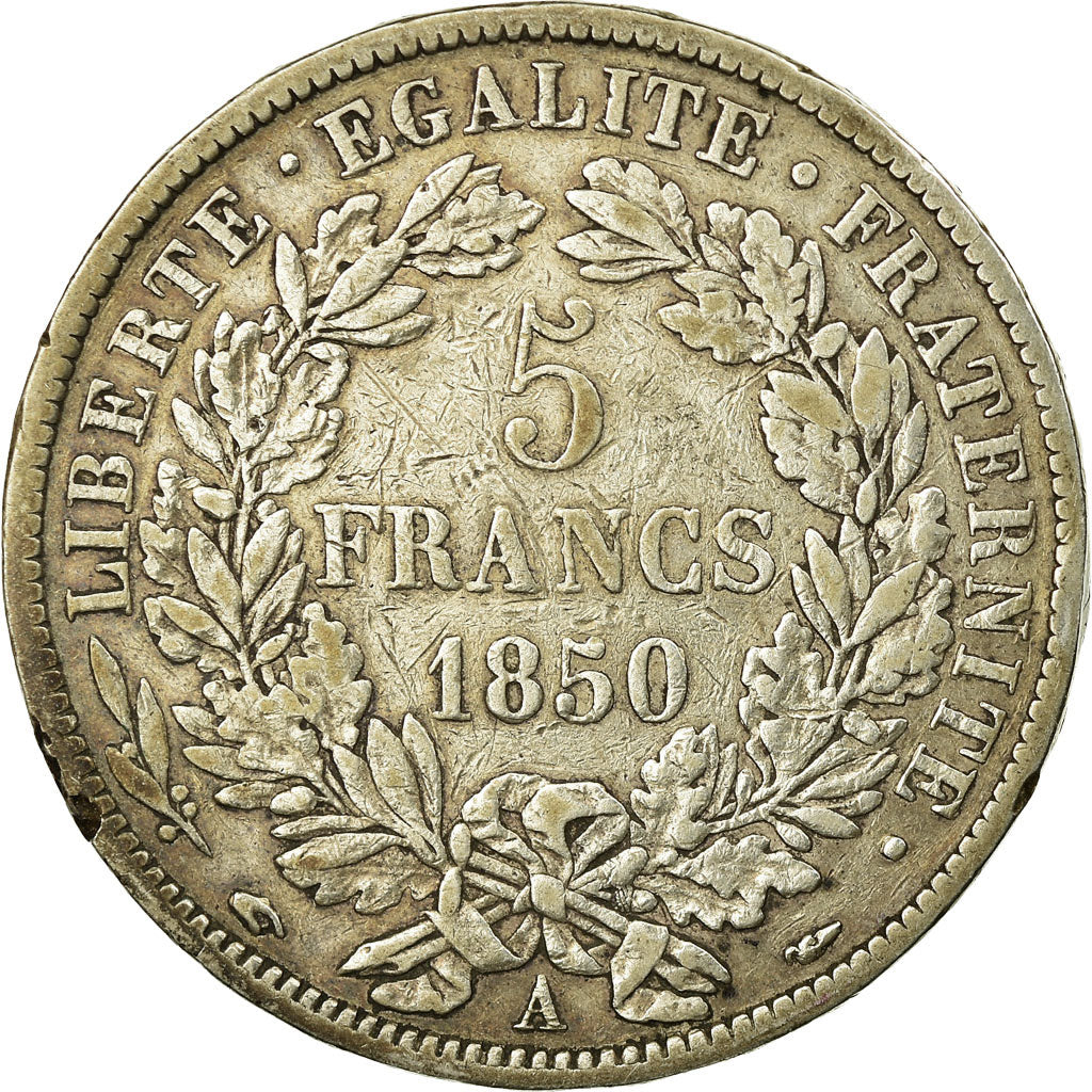 Coin, France, Cérès, 5 Francs, 1850, Paris, VF(30-35), Silver, KM:761.1