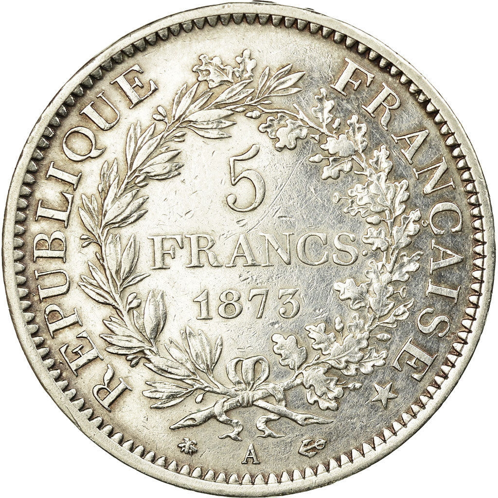 Moeda, França, Hercule, 5 Francs, 1873, Paris, AU(50-53), Prata, KM:820.1