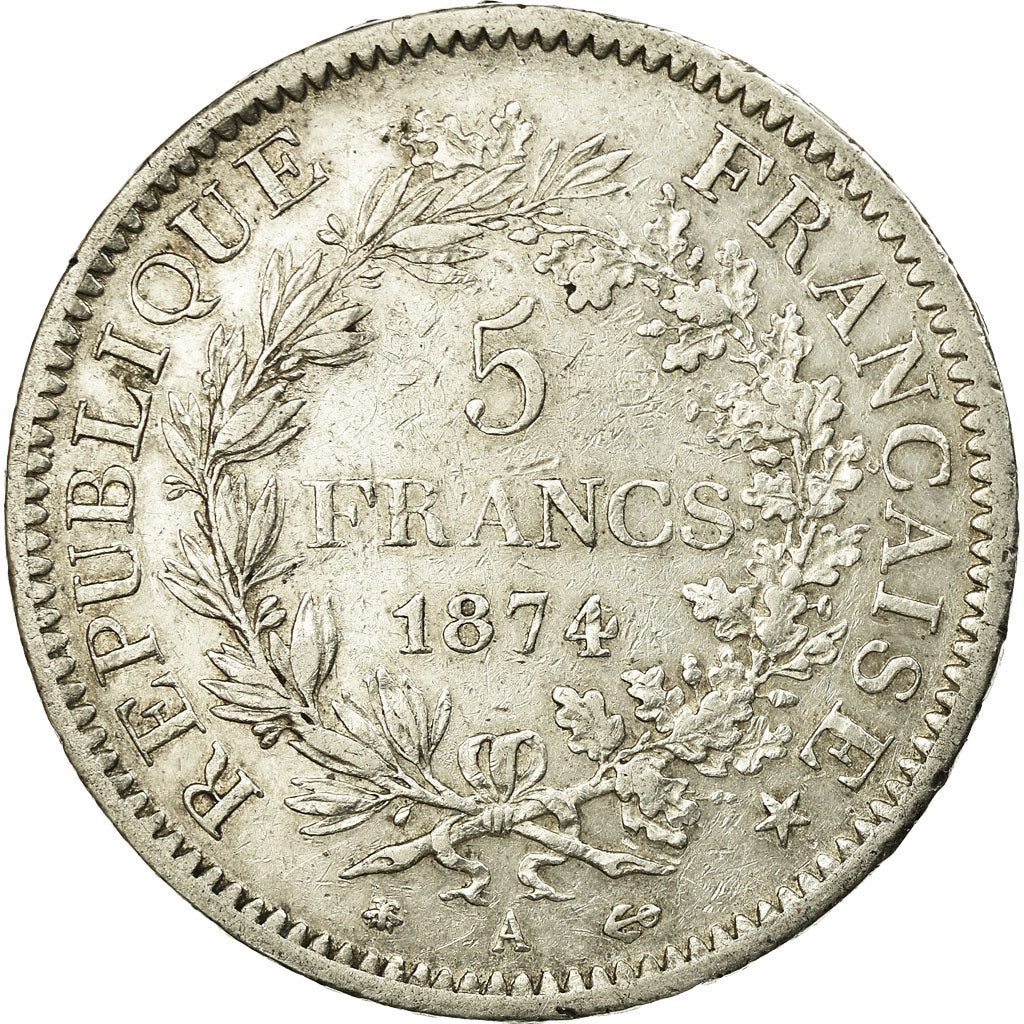 Coin, France, Hercule, 5 Francs, 1874, Paris, AU(50-53), Silver, KM:820.1