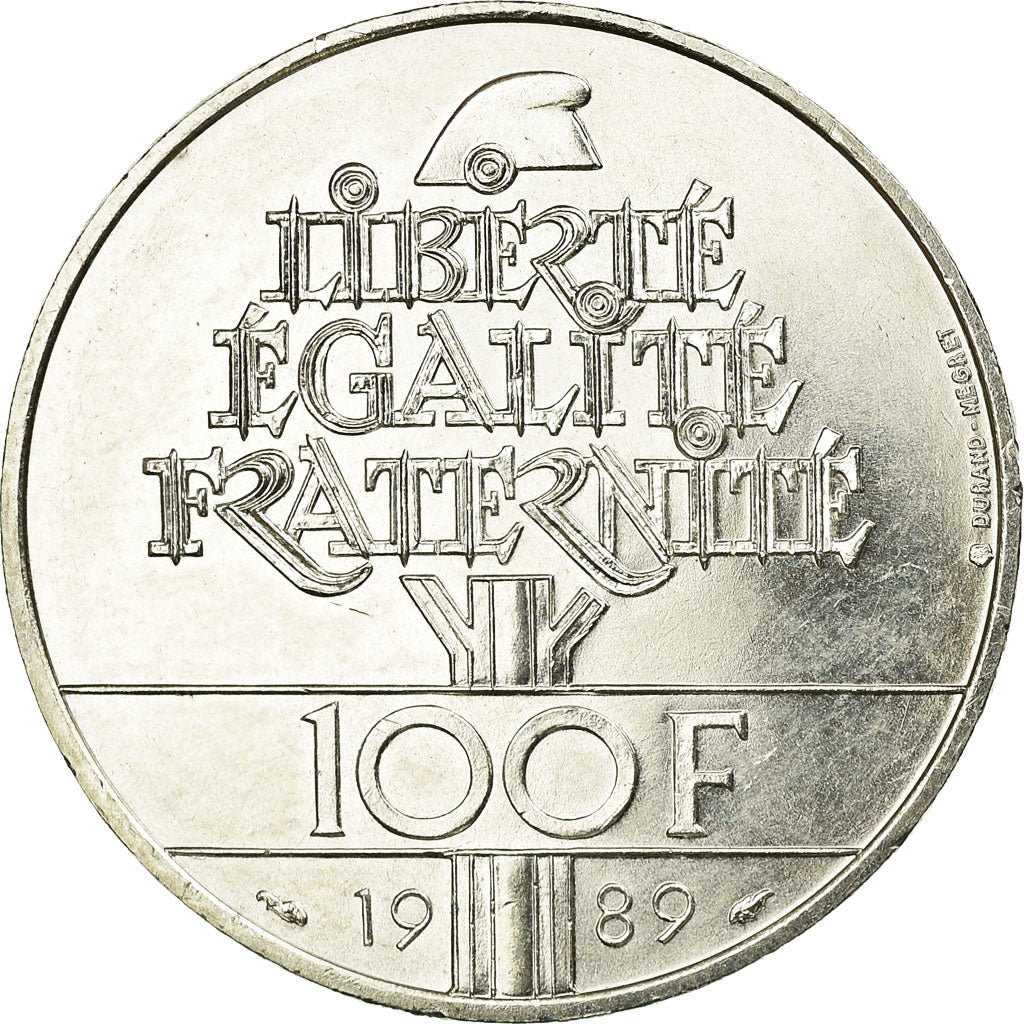 Moneta, Francja, Droits de l'Homme, 100 Francs, 1989, AU(55-58), Srebro, KM:970