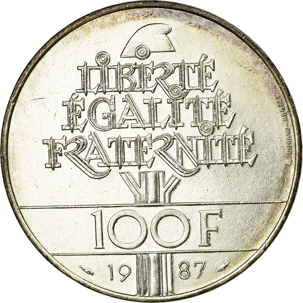 Coin, France, Lafayette, 100 Francs, 1987, AU(55-58), Silver, KM:962