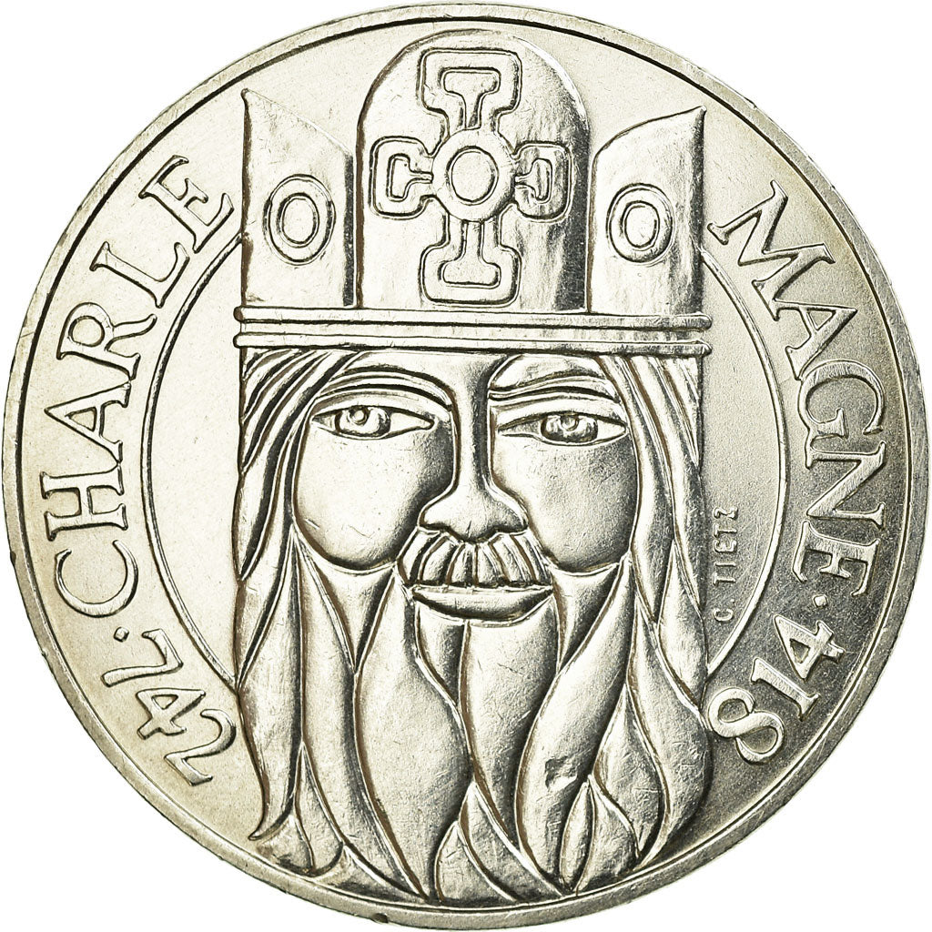 Coin, France, Charlemagne, 100 Francs, 1990, AU(55-58), Silver, KM:982