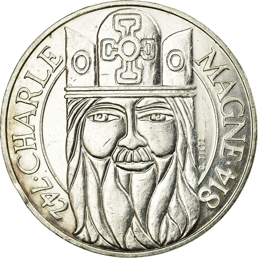 Moneta, Francia, Charlemagne, 100 Francs, 1990, SPL-, Argento, KM:982