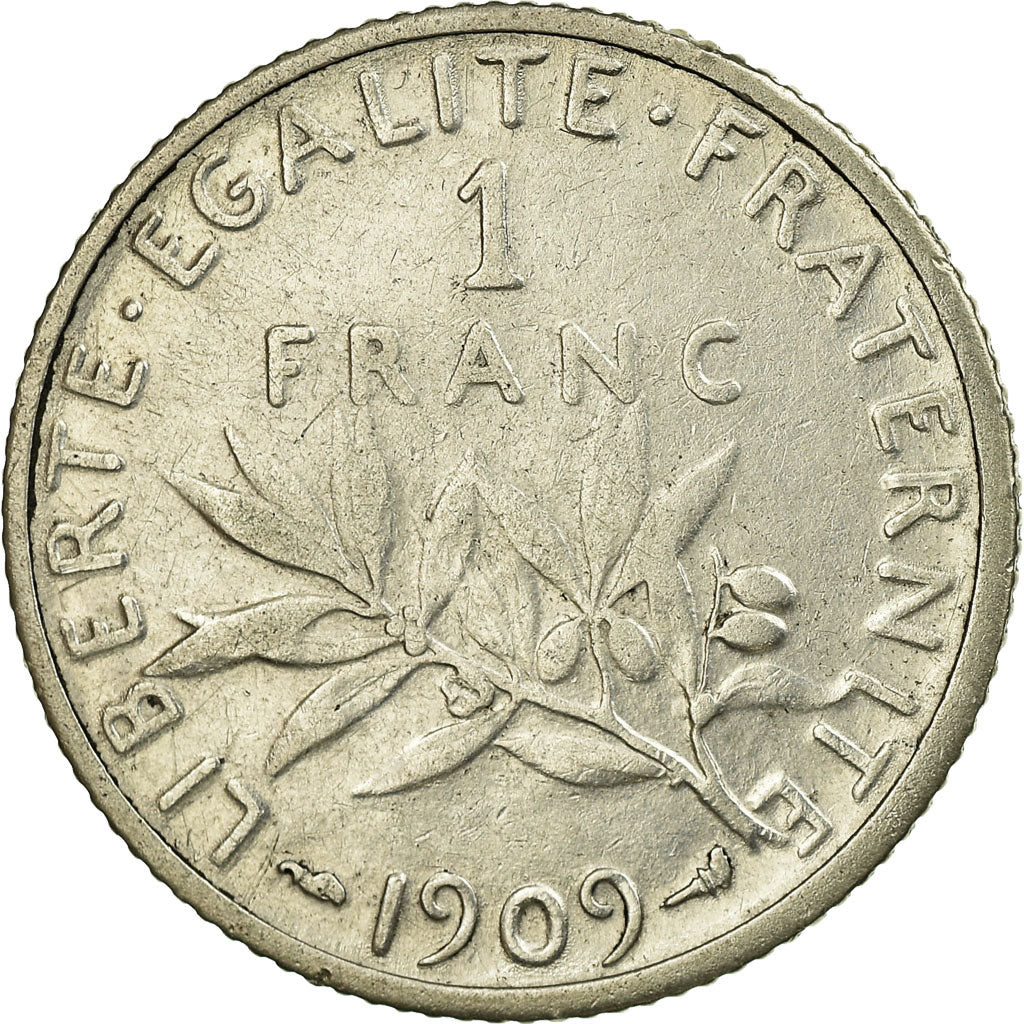 Monnaie, France, Semeuse, Franc, 1909, Paris, TTB, Argent, Gadoury:467, KM:844.1