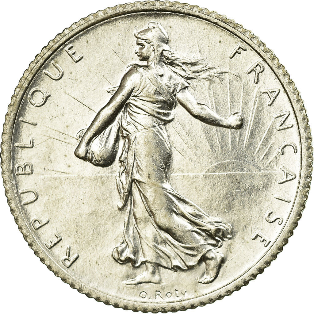 Moeda, França, Semeuse, Franc, 1920, Paris, AU(55-58), Prata, KM:844.1