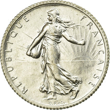Moeda, França, Semeuse, Franc, 1920, Paris, AU(55-58), Prata, KM:844.1
