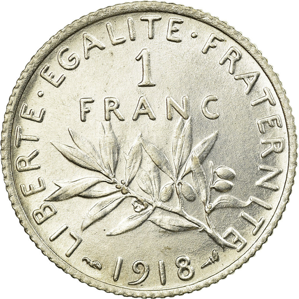 Coin, France, Semeuse, Franc, 1918, Paris, AU(55-58), Silver, KM:844.1
