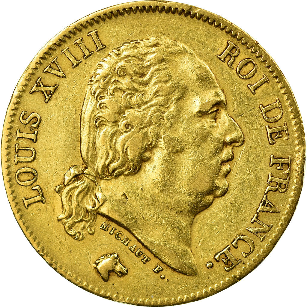 Moneta, Francia, Louis XVIII, 40 Francs, 1817, Paris, BB, Oro, KM 713.1