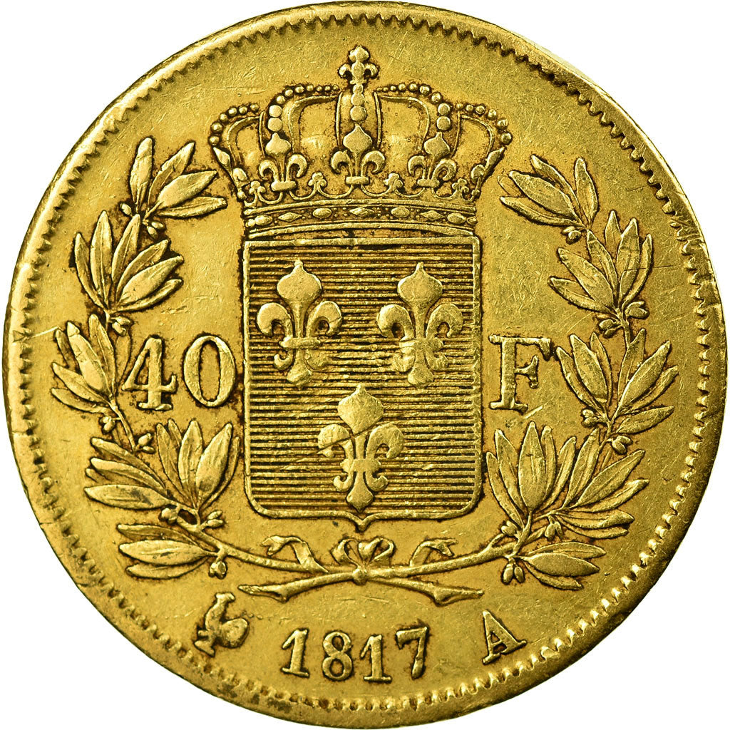 Moneta, Francia, Louis XVIII, 40 Francs, 1817, Paris, BB, Oro, KM 713.1