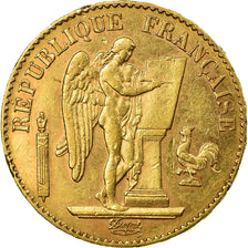 Moeda, França, Génie, 20 Francs, 1896, Paris, AU(50-53), Dourado, KM:825