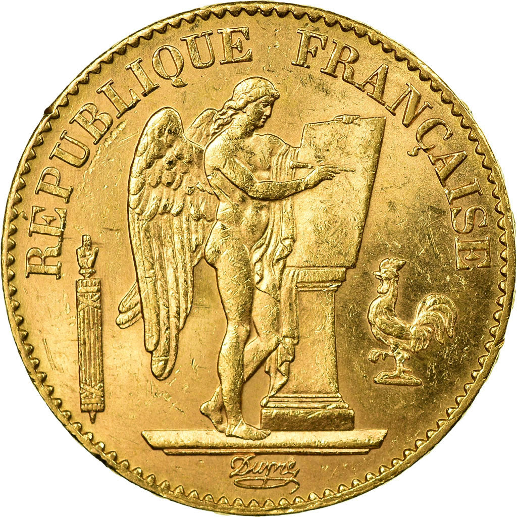 Moneta, Francja, Génie, 20 Francs, 1893, Paris, AU(50-53), Złoto, KM:825
