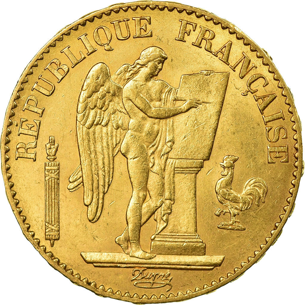 Moneta, Francja, Génie, 20 Francs, 1877, Paris, AU(50-53), Złoto, KM:825