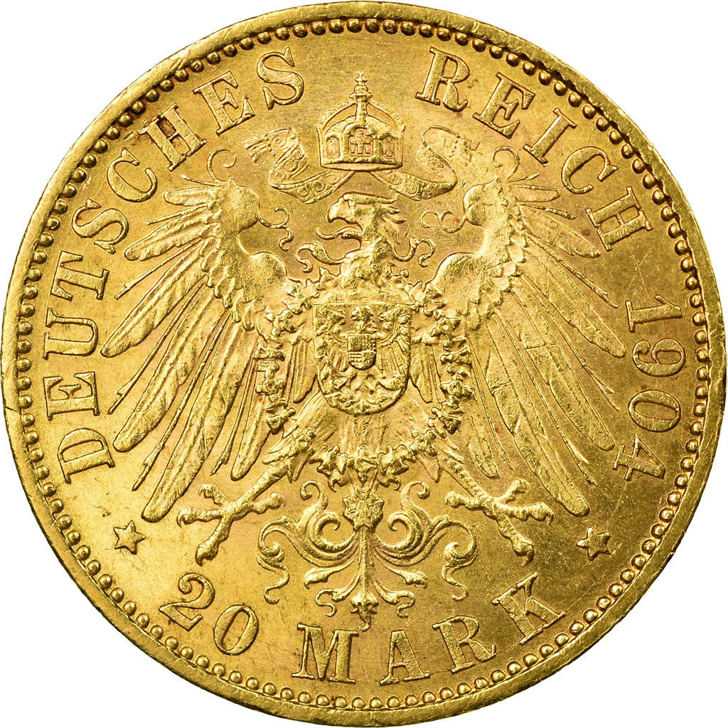 Coin, German States, PRUSSIA, Wilhelm II, 20 Mark, 1904, Berlin,AU(55-58),KM 521