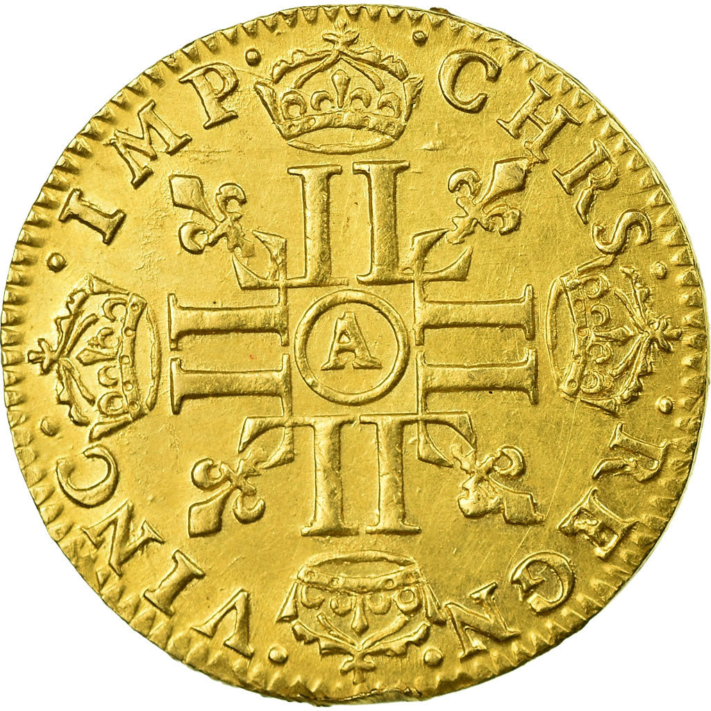 Moneta, Francia, Louis XIV, 1/2 Louis d'or à la mèche courte, 1645, Paris, BB+