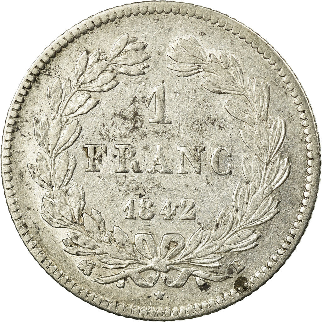 Moneta, Francia, Louis-Philippe, Franc, 1842, Rouen, MB+, Argento, KM:748.2