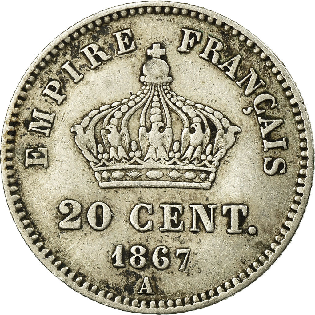 Monnaie, France, Napoleon III, 20 Centimes, 1867, Paris, TTB, KM 808.1