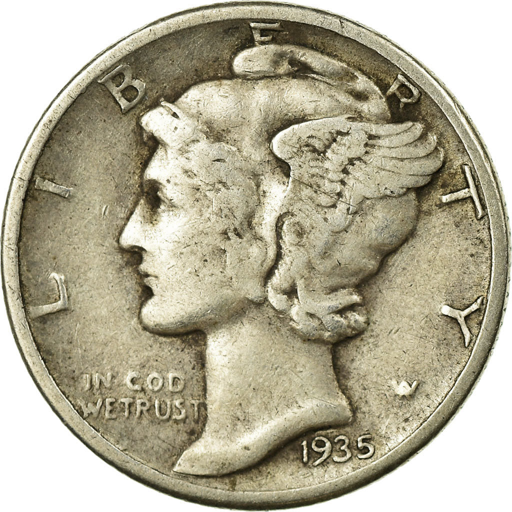Coin, United States, Mercury Dime, Dime, 1935, Philadelphia,EF(40-45),KM 140