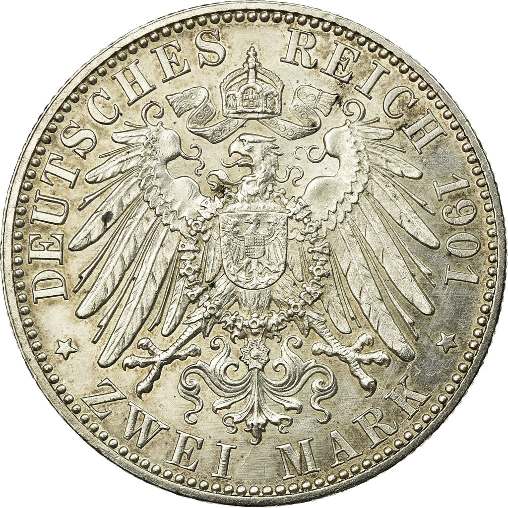 Coin, German States, PRUSSIA, Wilhelm II, 2 Mark, 1901, Berlin, AU(55-58)