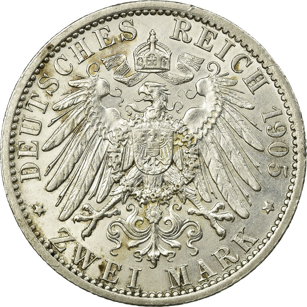 Coin, German States, PRUSSIA, Wilhelm II, 2 Mark, 1905, Berlin, AU(55-58),KM 522