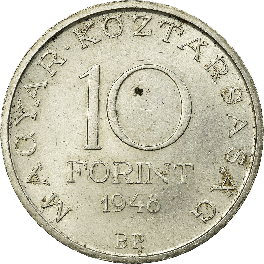 Coin, Hungary, 10 Forint, 1948, Budapest, AU(55-58), Silver, KM:538