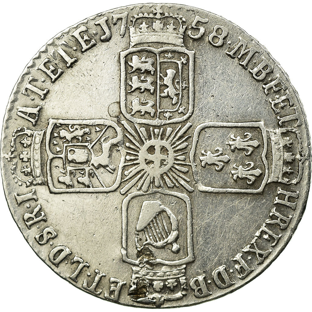 Coin, Great Britain, George II, 6 Pence, 1758, EF(40-45), Silver, KM:582.2
