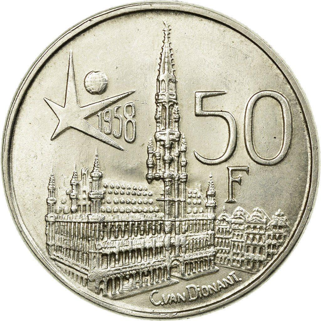 Coin, Belgium, 50 Francs, 50 Frank, 1958, AU(55-58), Silver, KM:151.1