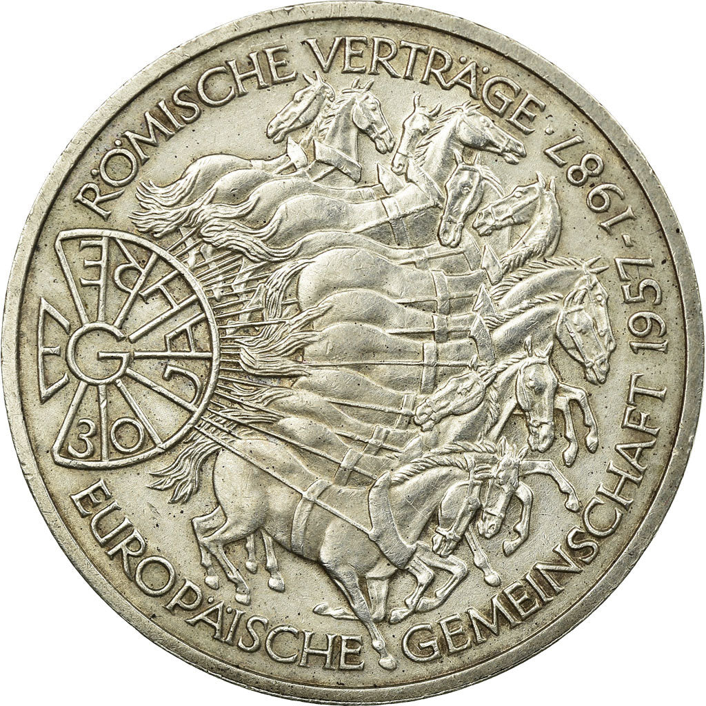 Coin, GERMANY - FEDERAL REPUBLIC, 10 Mark, 1987, Karlsruhe, AU(50-53)